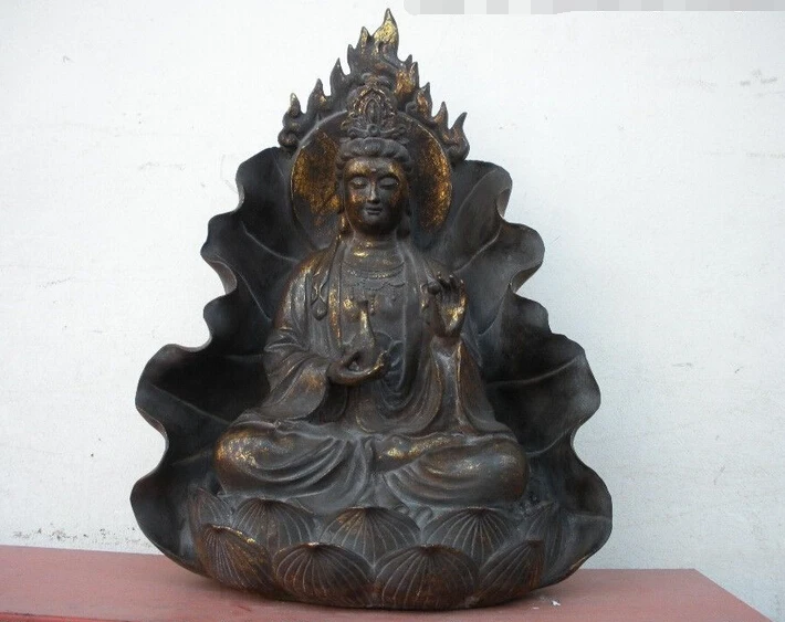 wholesale factory Tibet Buddhism old Bronze Lotus Guan yin Kuan Yin