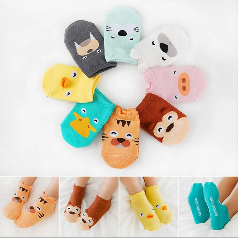 

Cartoon Animals Pattern Baby Boy Socks anti slip cotton skid 0-3T infant toddler Floor sock for newborns children summer spring