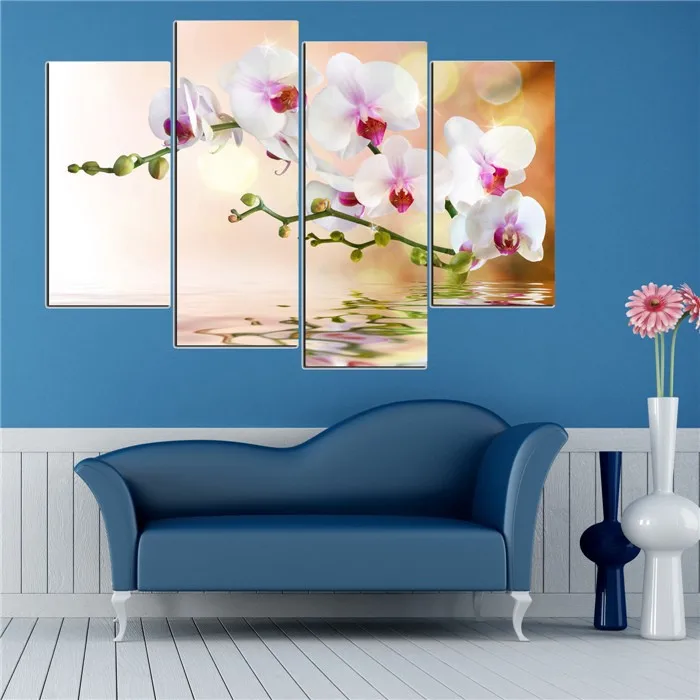 4 Pieces orchid flowers large canvas art cheap canvas painting cuadros decoracion wall pictures for bedroom canvas prints