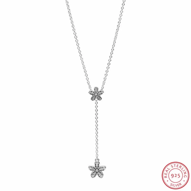 

Clear Stones Dazzling Daisies 60cm Versatile and Bohemian Y-Chain Long Necklaces Necklaces for Women Silver 925 Jewelry FLN034