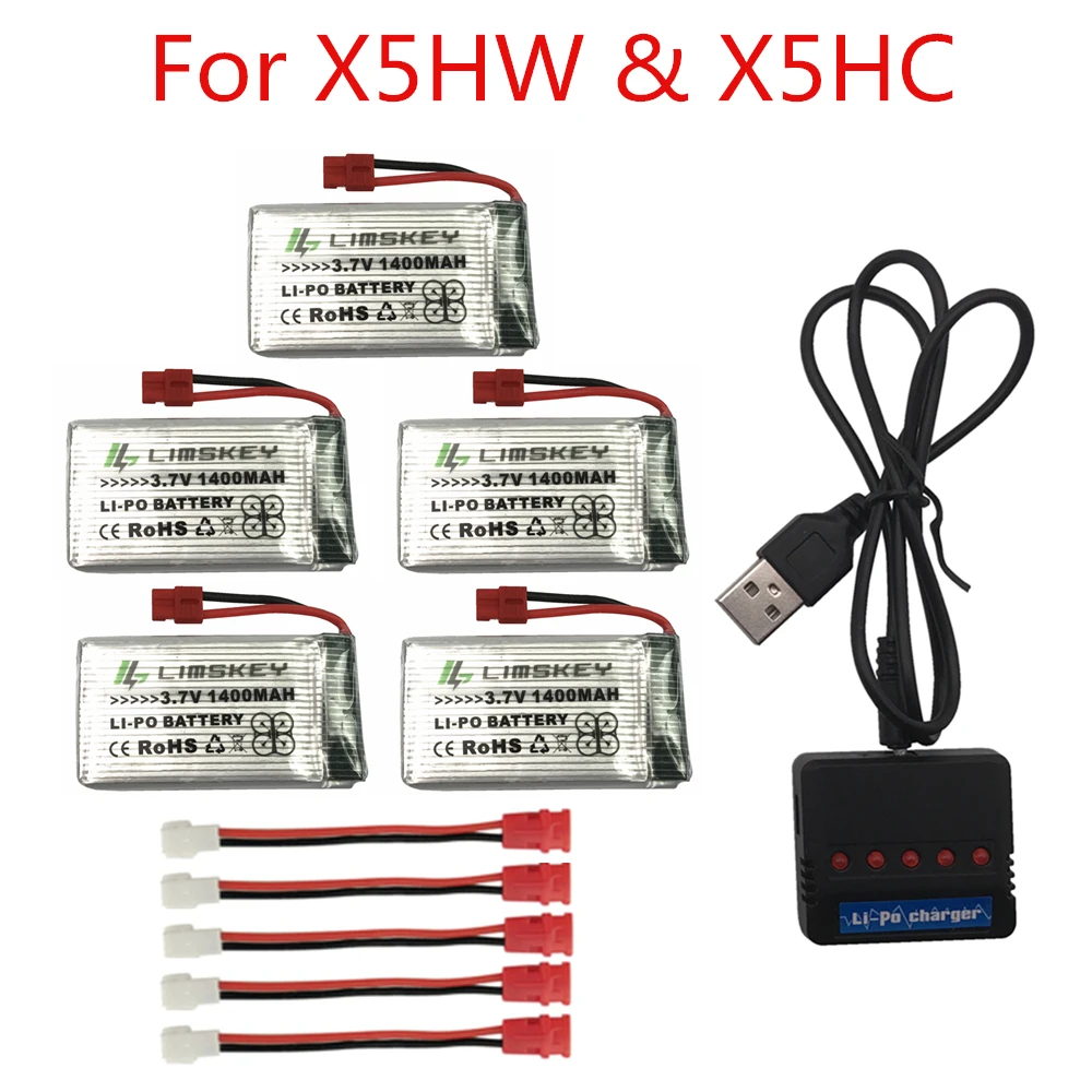 

Limskey 3.7V 1400mah Li-po battery Syma X5 X5C X5uw x5uc x5hw x5hc Battery RC Quadcopter Battery for SYMA X5uw x5uc