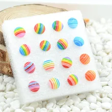 8 пар, Случайные яркие цвета, полосатые серьги-гвоздики для женщин, милые новые модные серьги-гвоздики с эпоксидной смолой, набор, антиаллергенные серьги