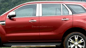 

New!! For Ford EVEREST SUV 4DR 2015 2016 2017 22pcs Stainless Steel Chrome Window Sill Trim with Center Pillar Glossy