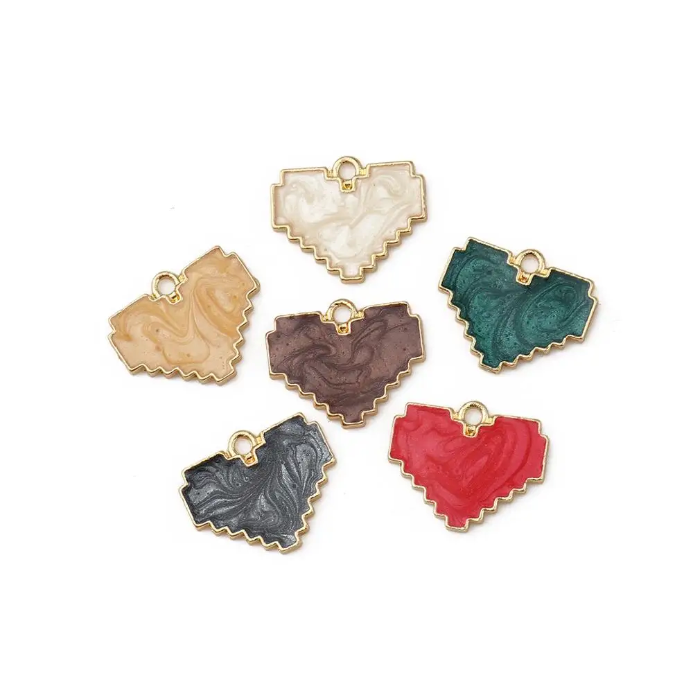 

DoreenBeads Fashion Zinc Based Alloy Charms Heart Gold Colorful Jewelry DIY Findings Enamel 18mm( 6/8") x 15mm( 5/8"), 10 PCs