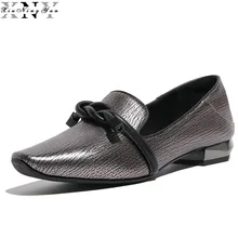 XIUNINGYAN/женские оксфорды из натуральной кожи в британском стиле; слипоны; модная женская обувь с квадратным носком; женские лоферы; женская обувь