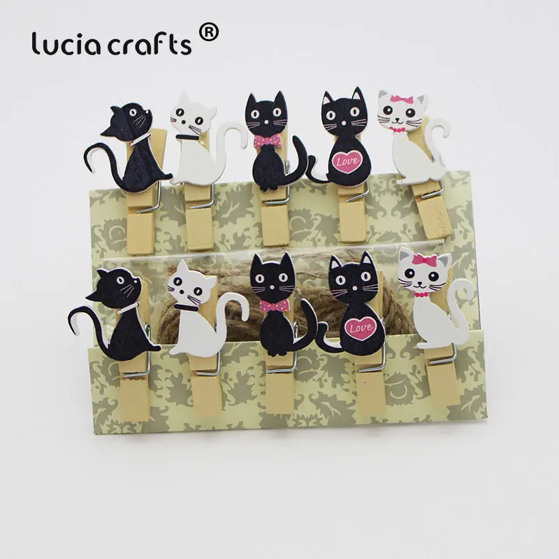 Lucia crafts 1 упаковка 3,5*2 см Мультфильм деревянный зажим пеньковая веревка фото бумага ремесло для альбома домашний декор DIY офисные принадлежности E1202