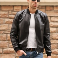 Large Size 5XL Sheepskin Slim Aviation Genuine Leather Bomber Jacket Men Real Leather Flights Jacket Black Aviator Pilot Coats 1