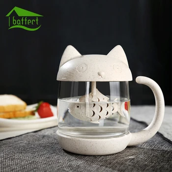 

Baffect Cat Mug Glass Water Tea Cup with Filter Creative Tea Strainer Teapot Teabags Mugs for Tea & Coffee Wedding Birthday Gift