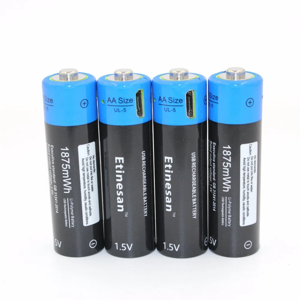 Новая технология! 4 шт. ETINESAN 1 5 в AA 1250 мАч/1875MWH литий полимерный ионный аккумулятор