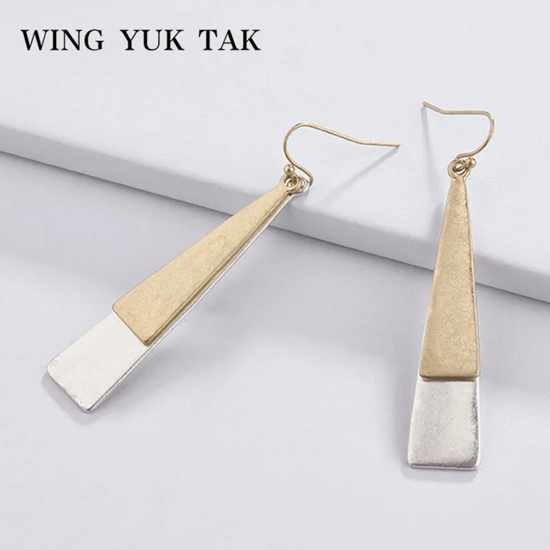 

wing yuk tak Vintage Geometric Earrings For Women Fashion Metal Drop Earrings Hanging Jewelry Boucle D'oreille Femme 2019