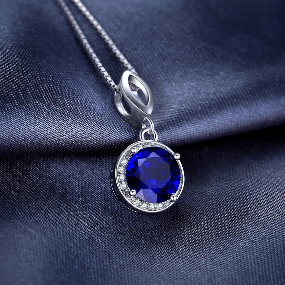 Jewelrypalace круглой огранки 2.5ct создания Сапфир Halo кулон Твердые стерлингового