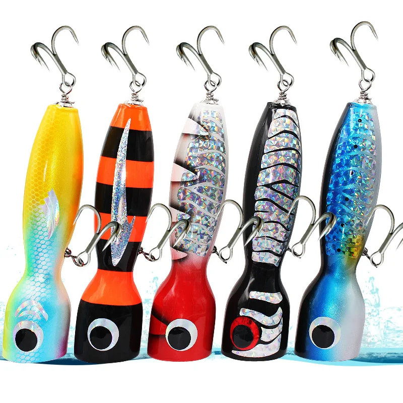 

Funadaiko Popper Lures Deep sea Wooden lure Fishing jigging lure metal slow jig floating stickbait175mm 120g