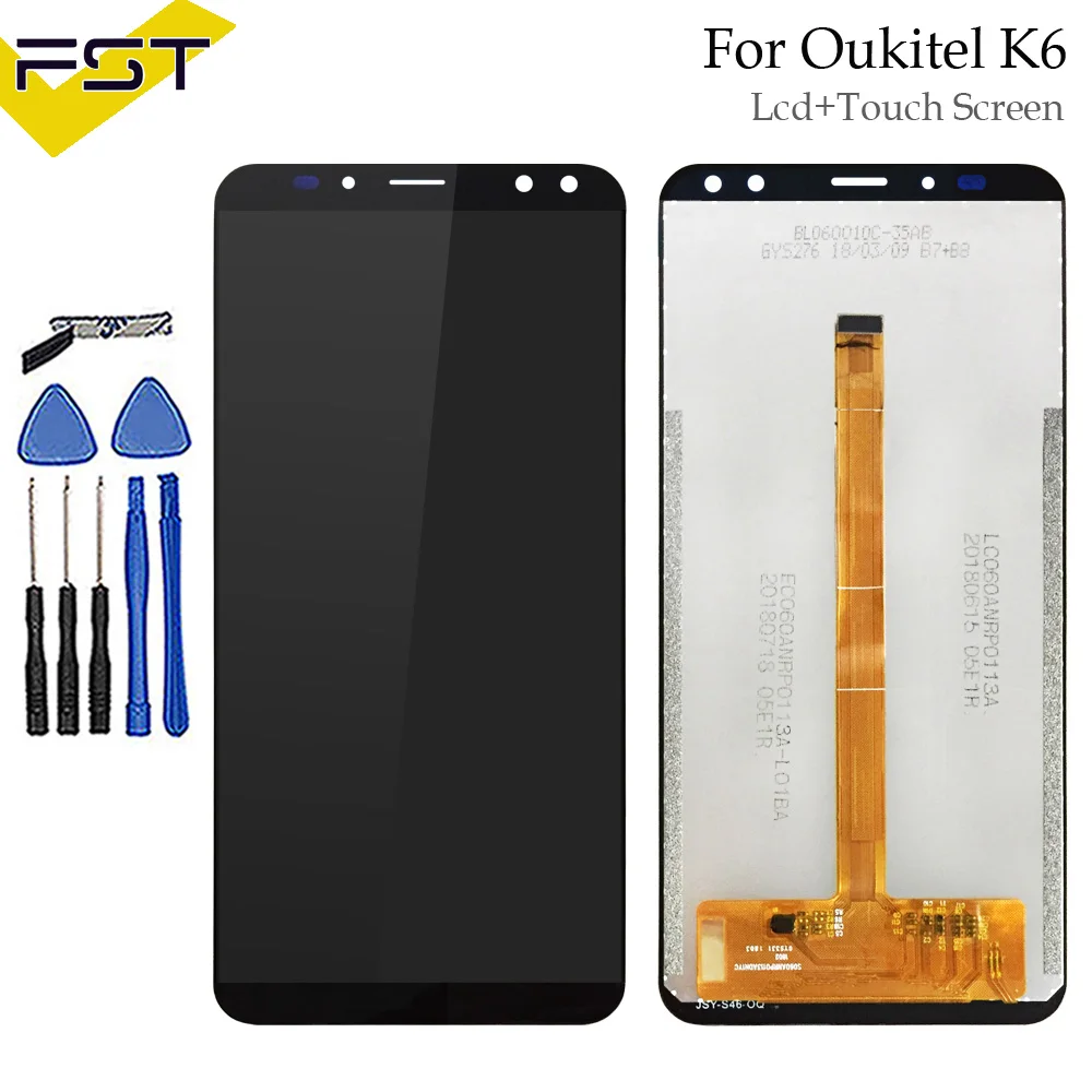 

Black For Oukitel K6 LCD Display+Touch Screen Screen Digitizer Assembly Repair Parts+Tools +Adhesive LCD Glass Panel For K6
