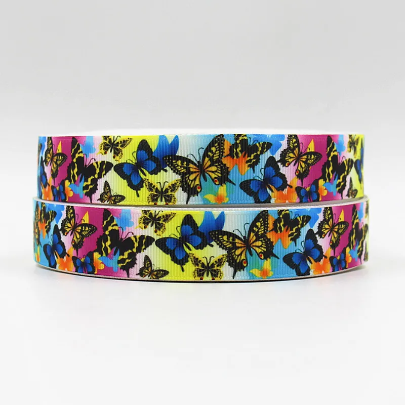 

wm 10 yards lot 7/8inch 22mm 151212009 butterfly design printed grosgrain ribbon