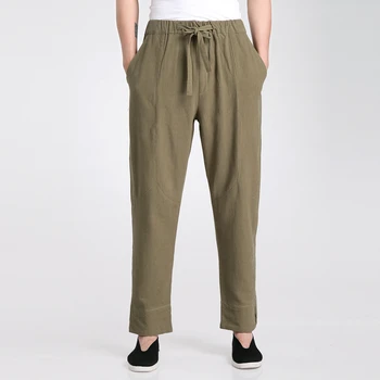 

Army Green Chinese Men's Kung Fu Tai Chi Pants Spring Summer Cotton Linen Trousers Wu Shu Clothing S M L XL XXL XXXL 2606