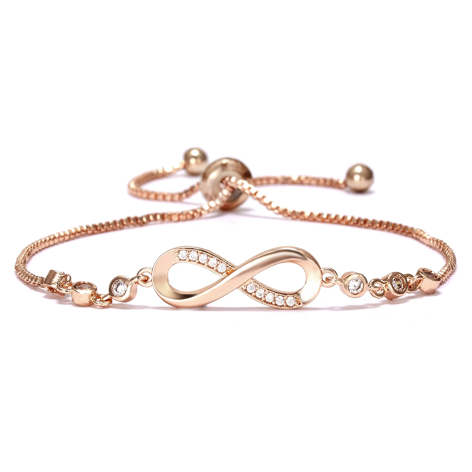 

Rinhoo 23cm Adjustable Tennis Crystal Bracelet Infinity Number 8 Chain Charm Bracelets for Women Female Fashion Jewelry