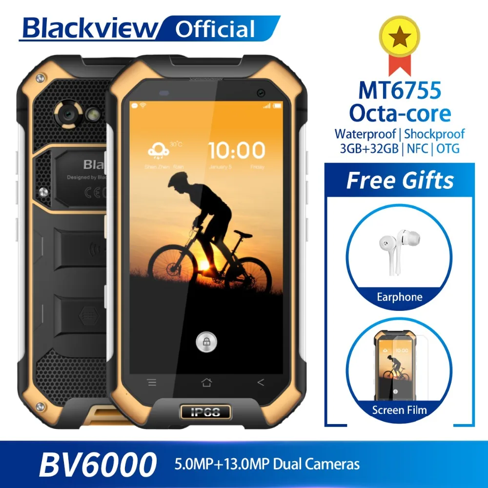 Blackview BV6000 IP68 Водонепроницаемый 3 ГБ + 32 ГБ MT6755 Восьмиядерный 4,7 дюймов 4 г смартфон 4200 мАч батарея Quick Charge 13.0MP Камера