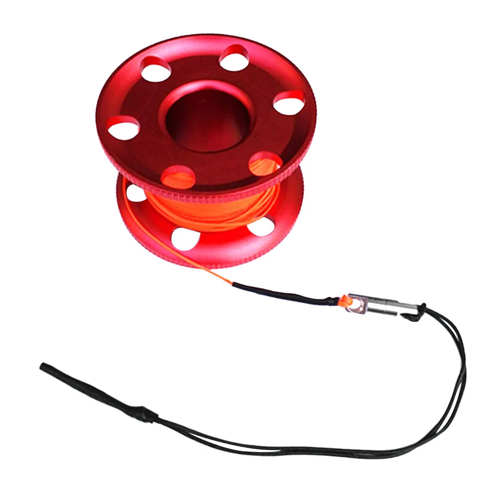 Durable Scuba Diving Aluminum Alloy Finger Reel Spool 20m Line Bolt Snap Clip for Fishing Boating Accessories