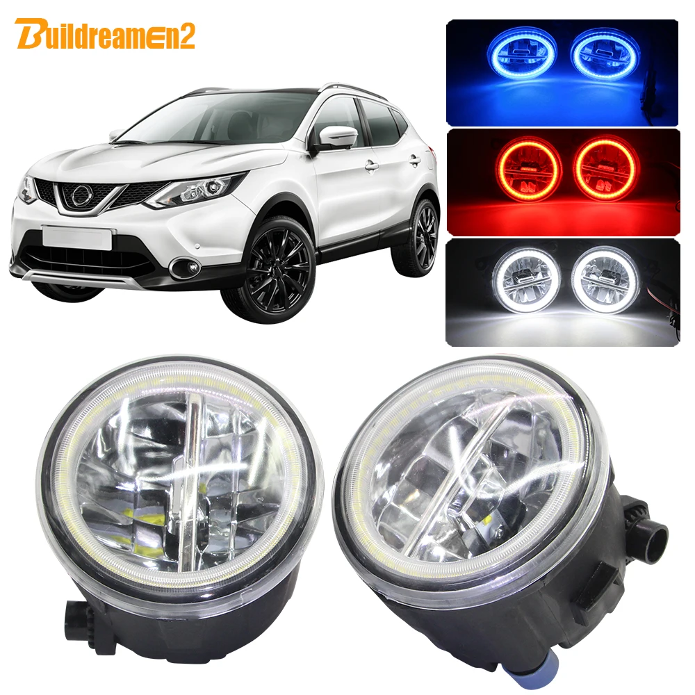 

Buildreamen2 For Nissan Qashqai J11 J11_ 2013-2019 Car 4000LM LED Fog Light H11 Angel Eye Halo Ring Daytime Running Light 12V