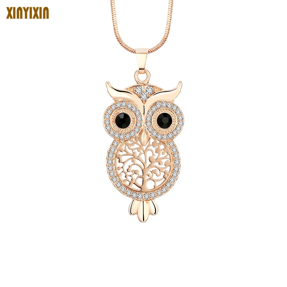 Crystal Owl Pendant Necklace 
