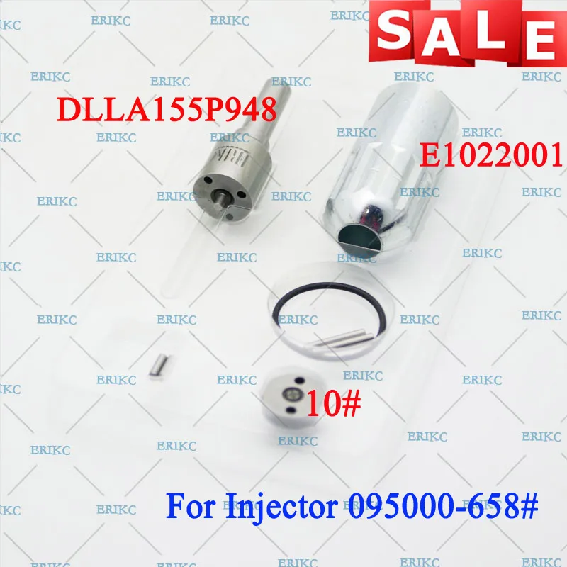 

ERIKC 095000-6581 Diesel Fuel Injector Overhaul Repair Kits Nozzle DLLA155P948 Valve Plate 10#, Pin, Sealing Ring for Hino J08E