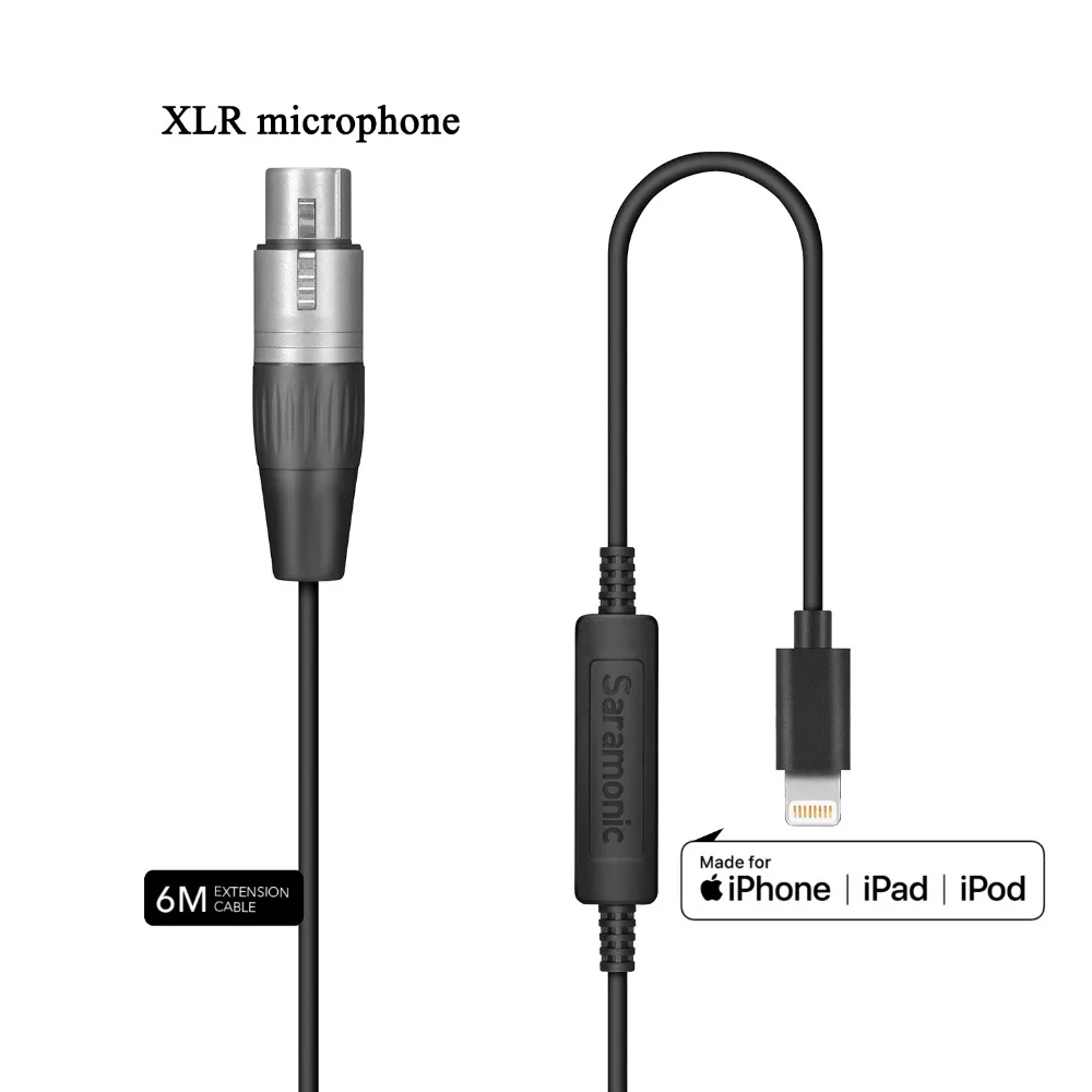 Saramonic 6 м кабель адаптер с XLR Женский вход и Apple Сертифицированный Lightning аудио интерфейс для Pro XLR Mic и iPhone устройств