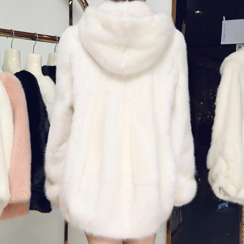 2019 Chic Faux Fur Coats Jackets Hooded Women Autumn Winter Fur Overcoat Cozy Soft Warm Outerwear Female Warm Winter Jacket