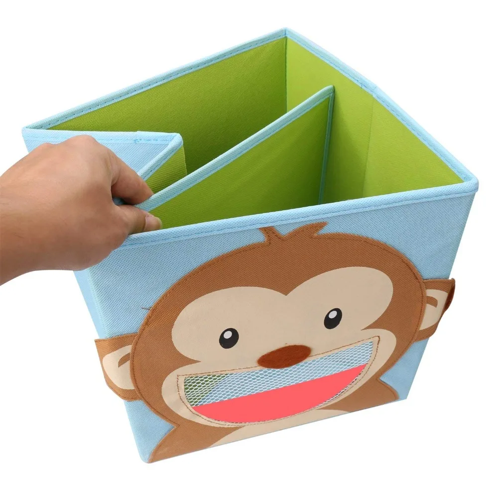 New Foldable Non-Woven Kids' Toy Storage Bin Box - 3D Cartoon Animal Children Toys Chest and Closet Organizer book Clothes boxes | Дом и