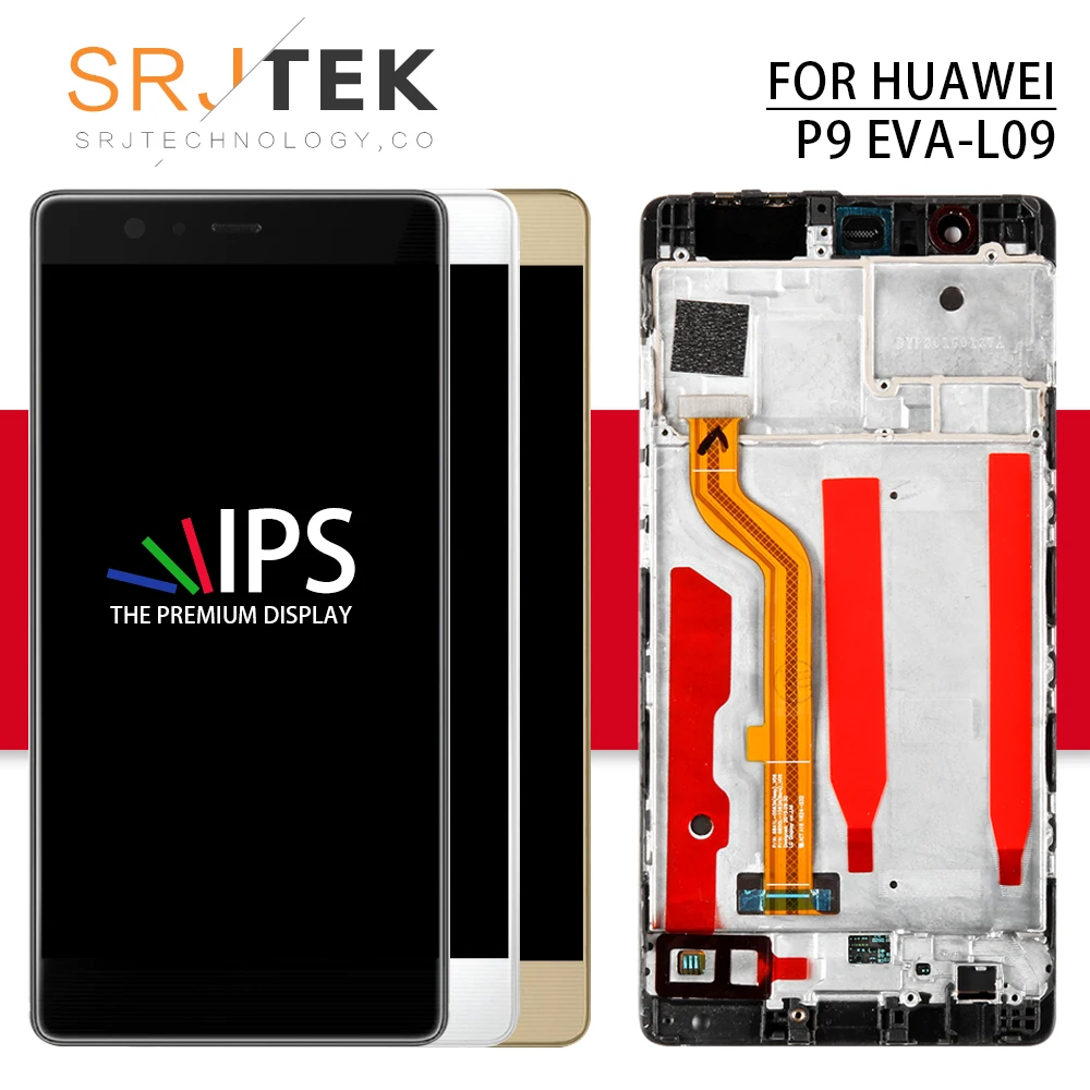 

Srjtek For Huawei p9 lcd EVA-L09 EVA-L19 EVA-AL00 LCD Display + Touch Screen Digitizer+Frame Assembly Pantalla Replacement Parts