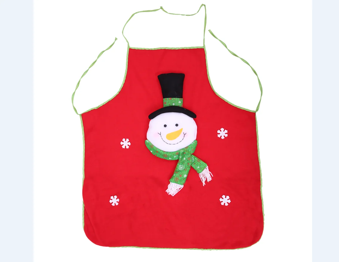 Snowman Красные новогодние украшения с дедом морозом фартук-снеговик домашняя кухня Приготовление выпечки фартуки с карманами - Цвет: Snowman