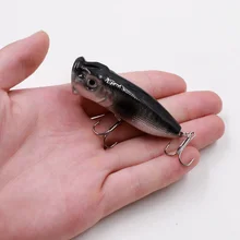 Cheap 1Pcs Artificial Minnow Swim Popa Fish Lure 3D Eyes Hard Baits with High carbon Hooks For Wobbler Winter Fishing Decoy Tool