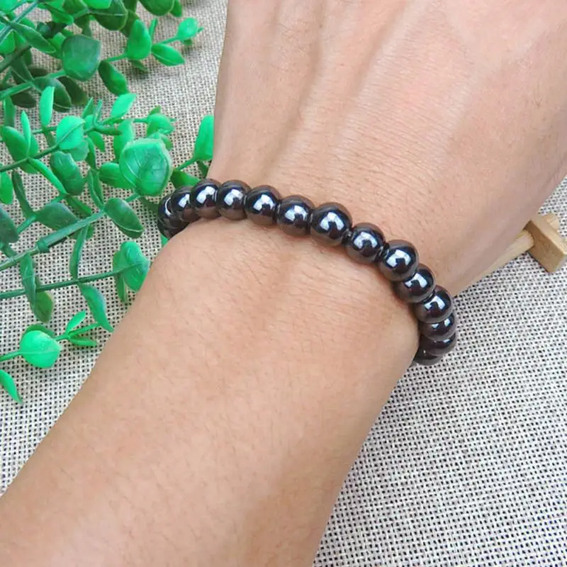 1Pc Weight Loss Round Black Stone Therapy Bracelet Health Care