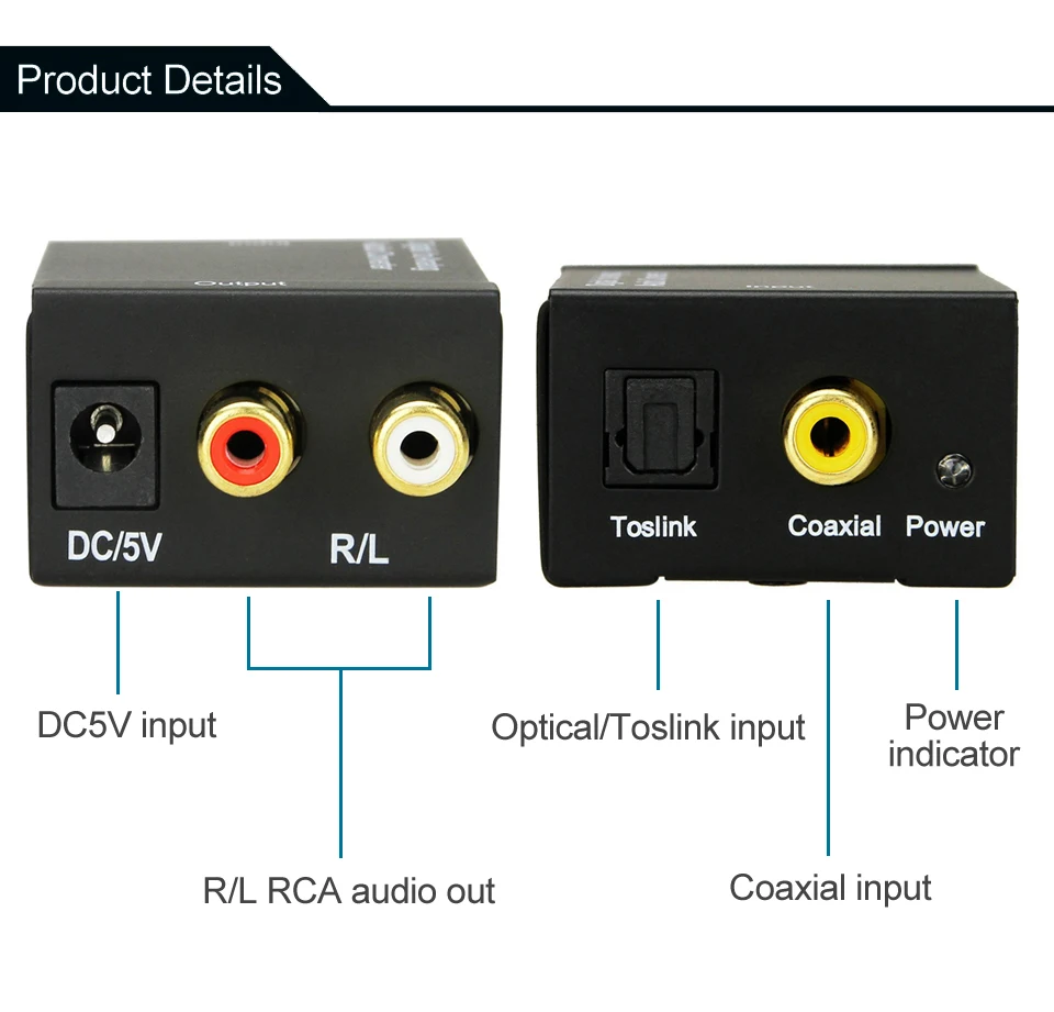Digital to Analog Audio Converter Adapter Digital Optical Fiber Coaxial RCA  (4)