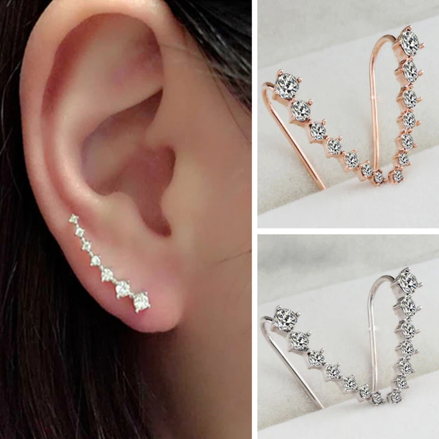 Rongxing Rhinestone Crystal Earrings Ear Hook Stud White Yellow Rose Rongxing Rhinestone Crystal Earrings Ear Hook Stud White Yellow Rose Gold Filled Jewelry 2017