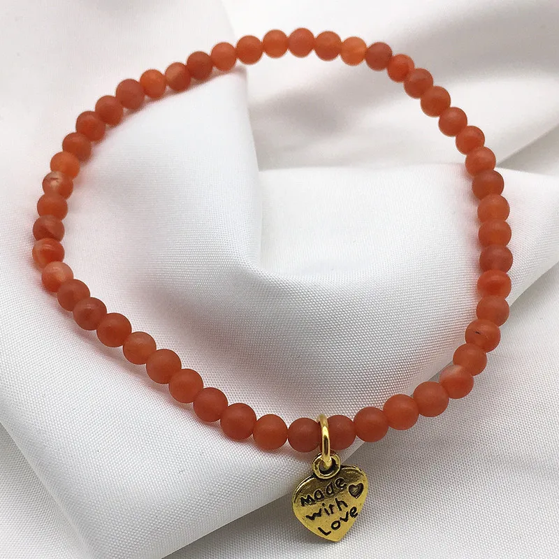 

Women Charm Bracelets Nang Hong Agates Red Stone 4 mm Beads 100% Nature Color Not Men Made Luck Bracelet Girl Gift
