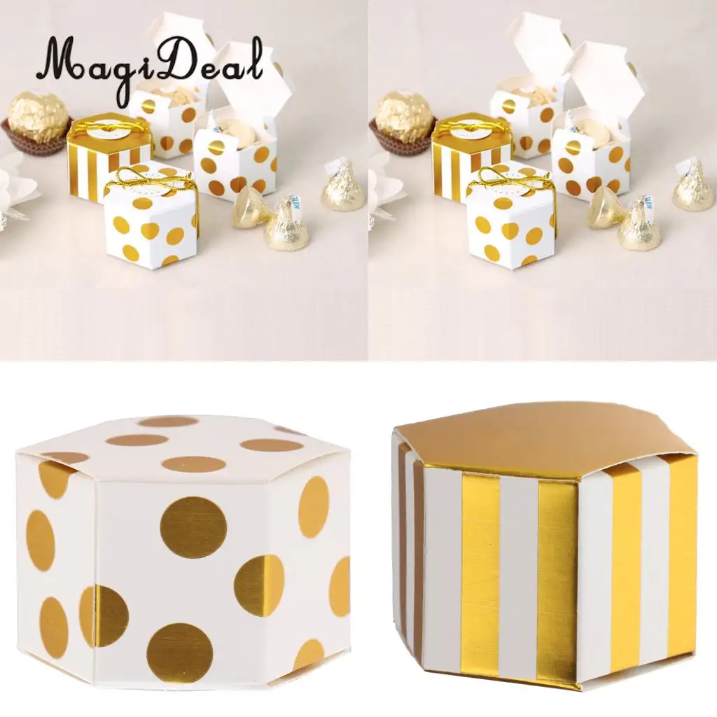 MagiDeal 50pcs Dots Stripes Gilding Chocolate Candy Boxes Gift Boxes
