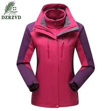 DZRZVD брендовая одежда Для женщин Открытый Водонепроницаемый Походные куртки 3 в 1 с капюшоном теплая верхняя одежда кемпинг Куртки 165