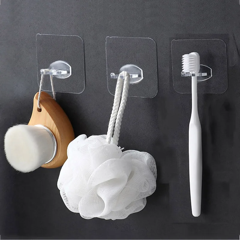

4Pcs/lot Self-adhesive Toothbrush Holder Wall Hook Plug Stand Toilet Shaver Storage Rack Bathroom Product Kitchen Accessories