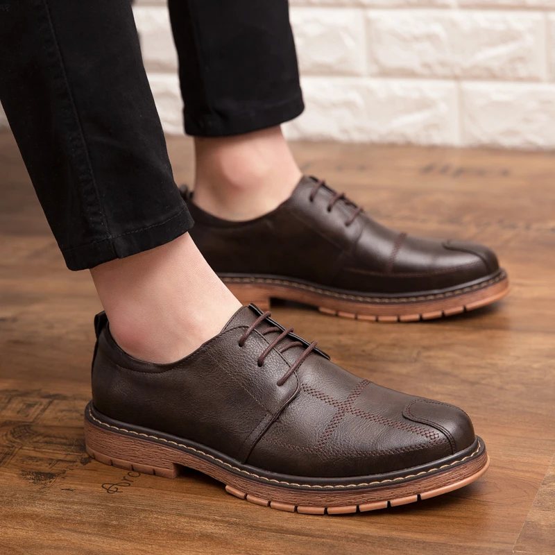 Роскошные мужские кожаные туфли в стиле ретро; черные винтажные Туфли-оксфорды в деловом стиле; Высококачественная брендовая мужская обувь на плоской подошве; большие размеры 38-47