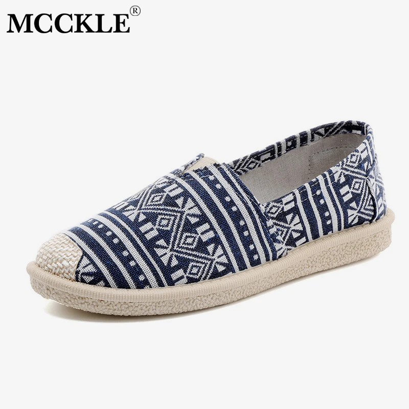 

MCCKLE Autumn Canvas Loafer Women Casual Espadrilles Bohemia Style Slip On Platform Straw Female Flat With Shoes Ladies Footwear