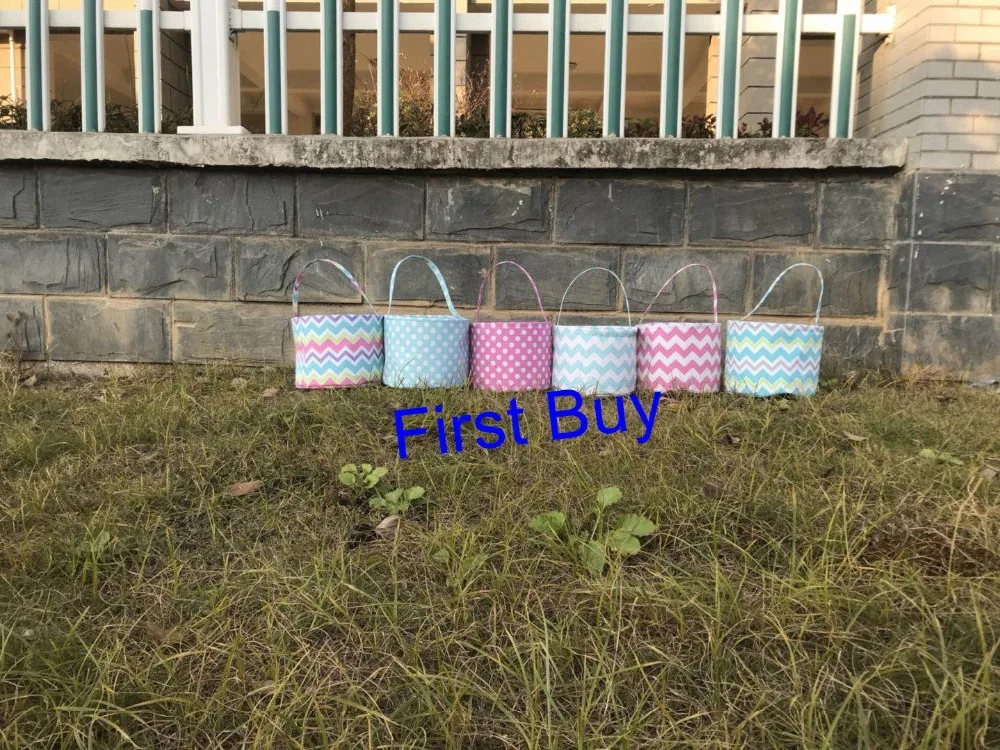 

10pcs/lot hot selling canvas easter bucket 6 designs 2019 new arrival monogram canvas easter bucket easter tote bag for kids