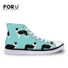FORUDESIGNS Basketball Shoes Children’s Sneakers Cute Border Collie Dog Printing Football Boots Kids Boys High Top Canvas Shoes