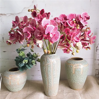 

1 Set=7 flower branches +3 orchid stems,Butterfly Orchids Artificial Flowers Home Wedding Decoration flores fleur artificielle