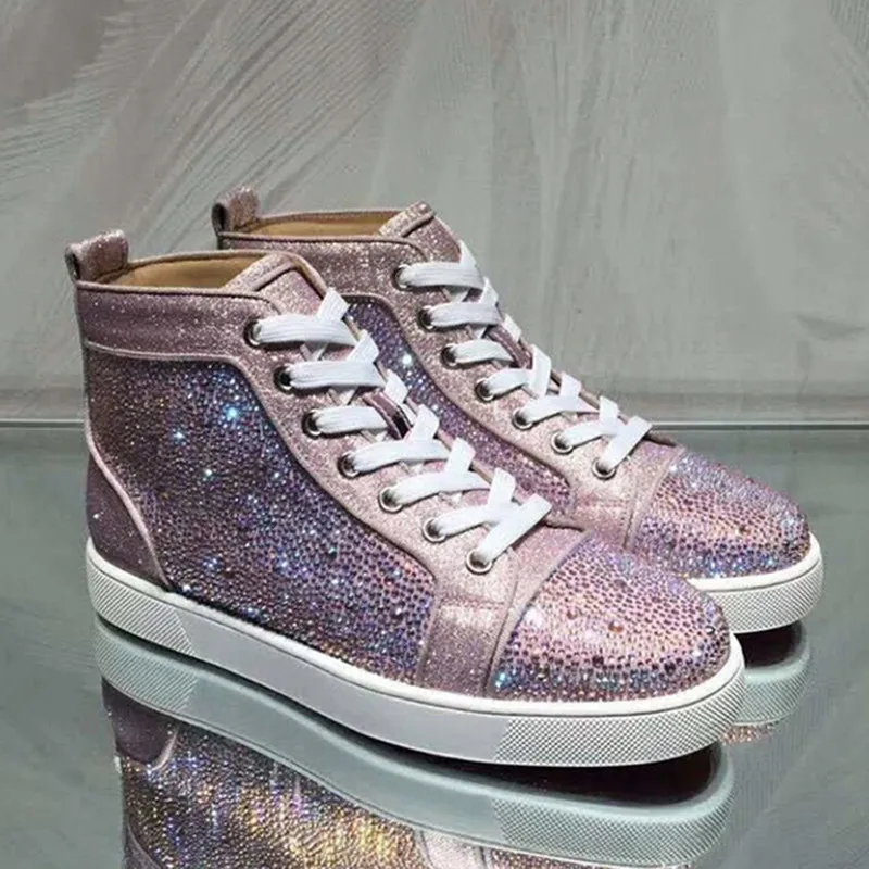 Dentelle Des Up Classique Pour Booites Rivets Sole Cheville Show Argent Show dessus En Femme Rose As Mode Étendu Sneakers Cuir Haut as Chaussures Femmes Diamant Zwq6zzf