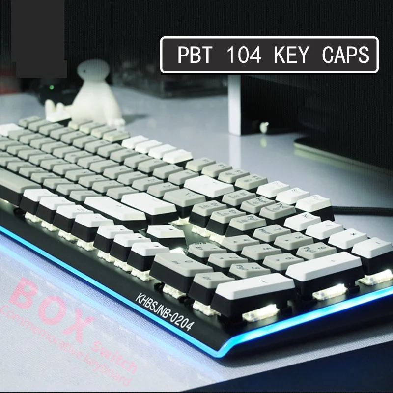 

104 Key Mechanical Keyboard for Tablet Computer PBT Keycaps Gamer Klavye USB Kailh Box Switch Gaming Keyboard with Backlight