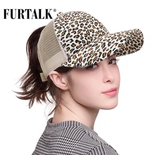 FURTALK, леопардовая бейсболка с конским хвостом, Женская бейсбольная кепка, хлопковая бейсболка с сеткой, Кепка для папы