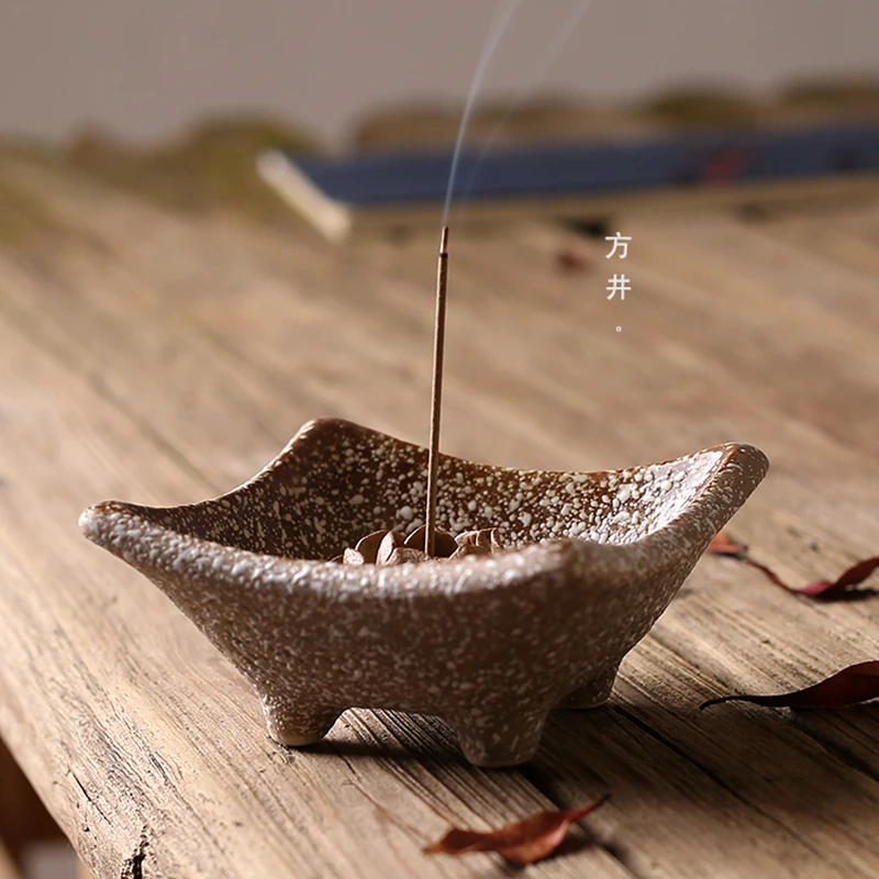 

Pottery Lotus Chinese Incense Holder Jindezhen Ceramic Handmade Stick Buddhist Incense Burner Santalwood Aromatherapy