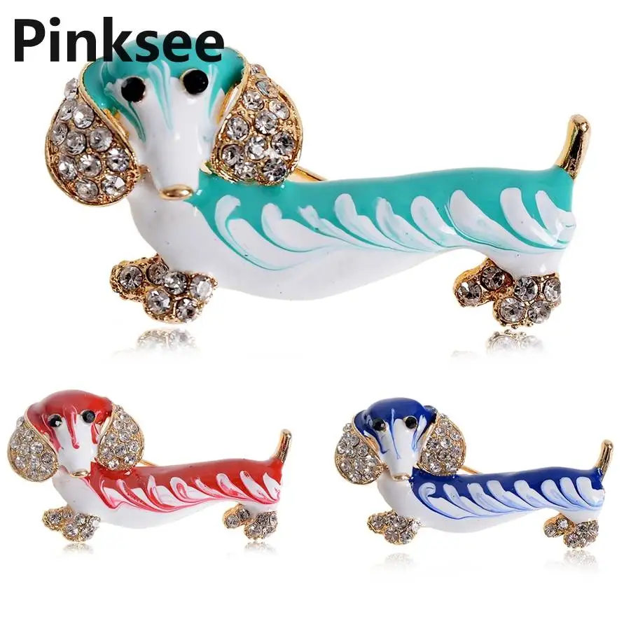 WEVENI Enamel Alloy Rhinestone Border Collie Dog Brooches Animal Jewelry Pin For