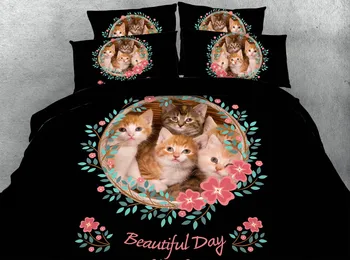 

3d bedding queen size bedspread bed cover comforters sheets set twin full king size woven 500TC cats pets children's girls home
