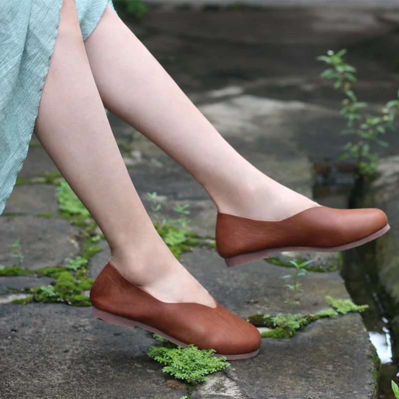

Women's Shoes Flat Slip on Loafers 100% Genuine Leather Ladies Flat Shoes Casual Ballet Flats Female Foot wear (8608)